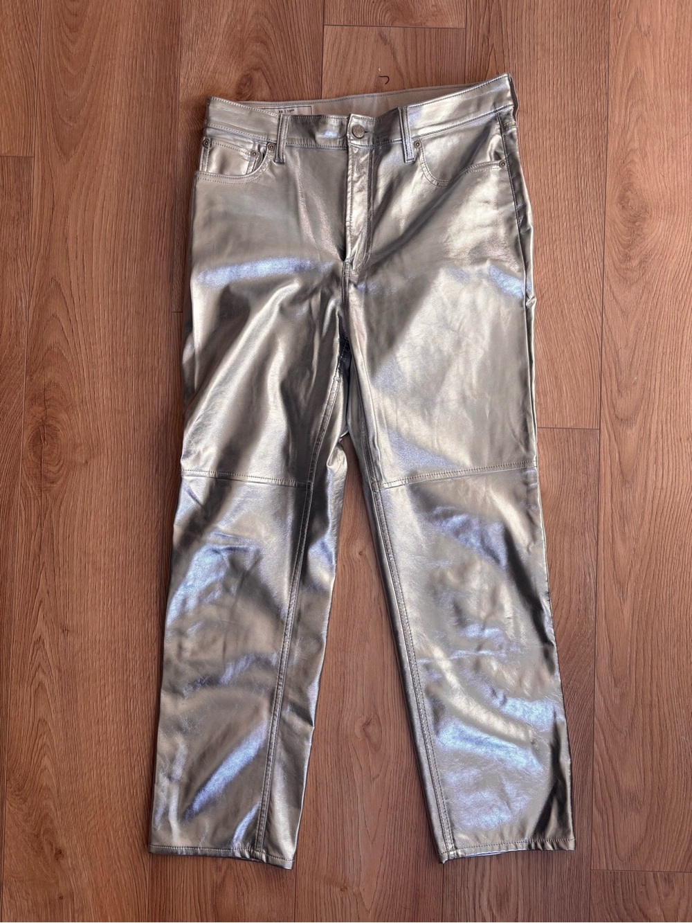 GAP Metallic Silver Straight-Leg Jeans